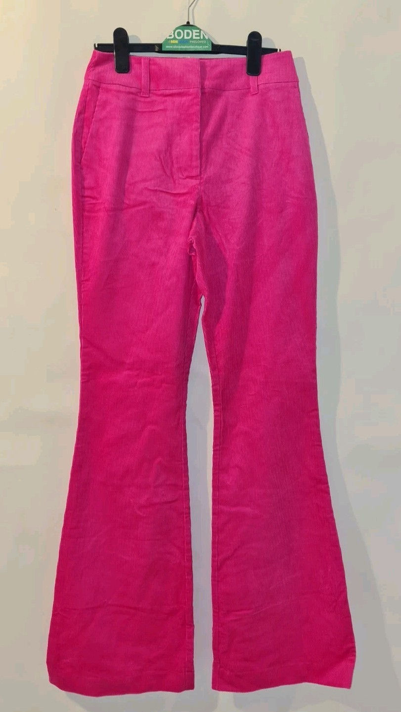 Thumbnail: BODEN Corduroy Flare Trousers Pink R0180 Size UK 8L Brand New A8