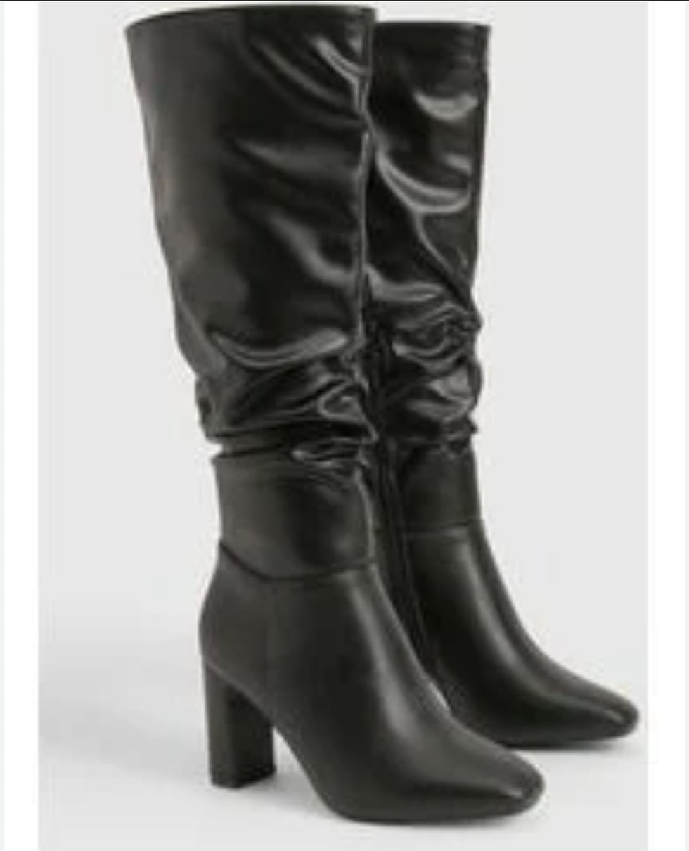 Thumbnail: Boden Real Leather Black Knee High Boots Size 40/6.5 Brand New  H10
