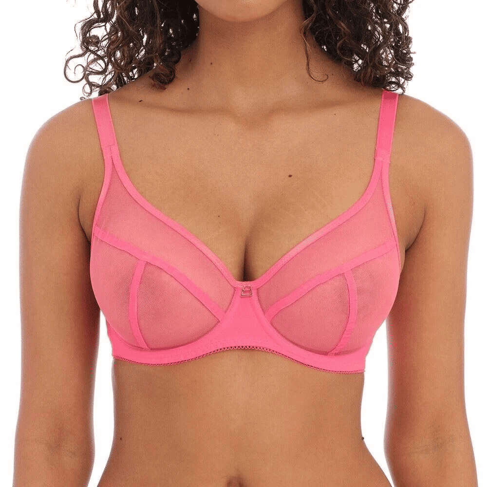 Freya Snapshot Bra Pink UK 30F Underwired High Apex Plunge Sheer Mesh 400921 L6