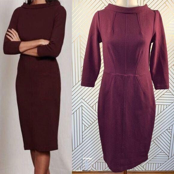 Thumbnail: Boden Marisa Ottoman Day Dress Mulberry WW117 Size UK 10R PRELOVED D14