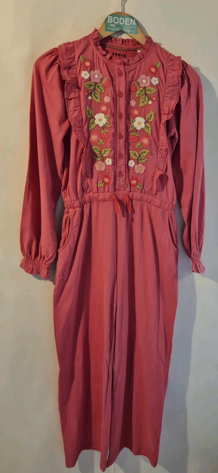 Thumbnail: Mini Boden Girls Embroidered Jumpsuit Pink Floral Age 11-12 Years Brand New G4