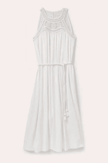 Thumbnail: Boden Anais White Jersey CROCHET Midi Dress SIZE UK 14P BRAND NEW D0164 D18