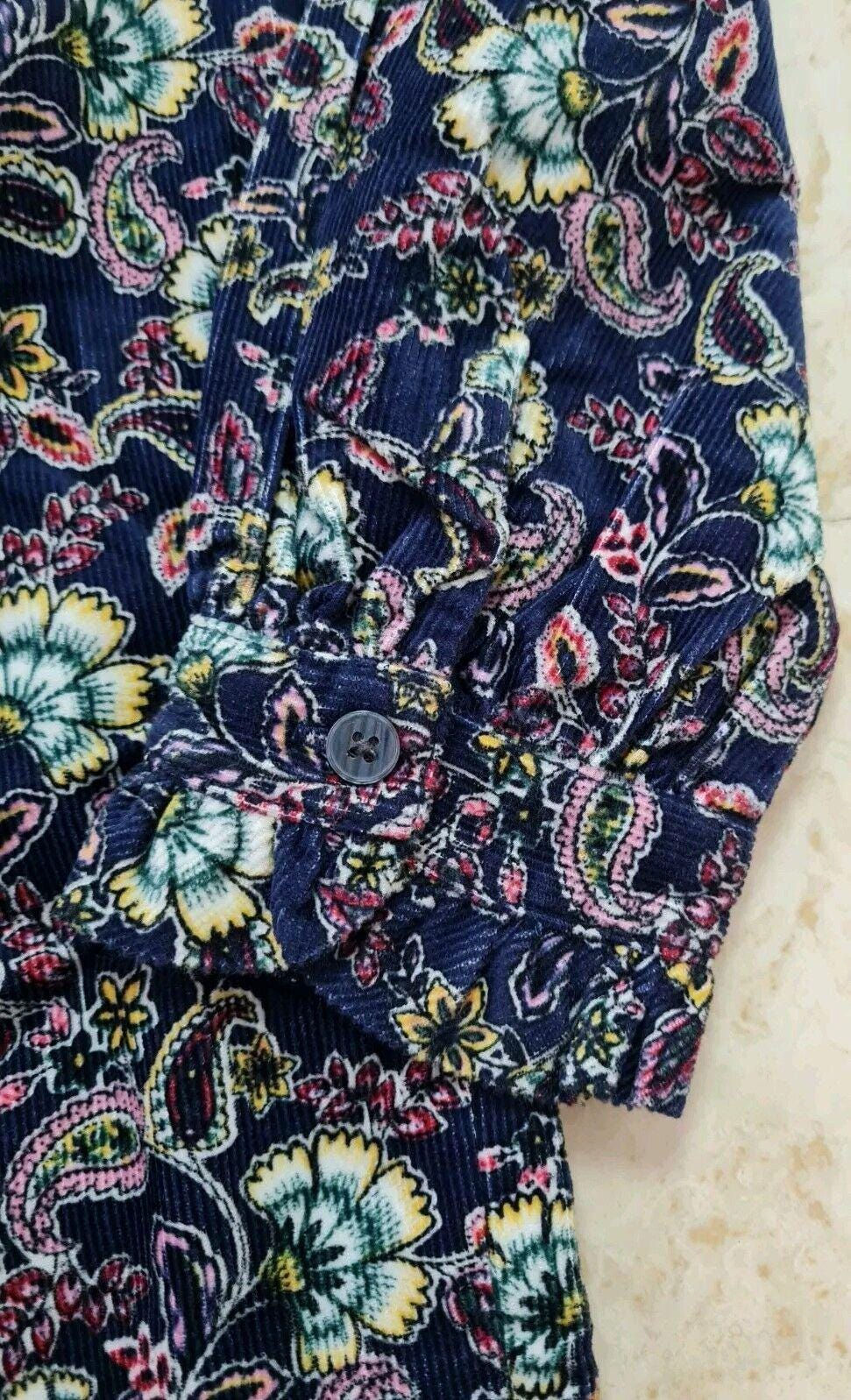 Thumbnail: Boden Blue Ruffle Neck Cord Dress Navy Size Uk 8L Brand New Sample D43