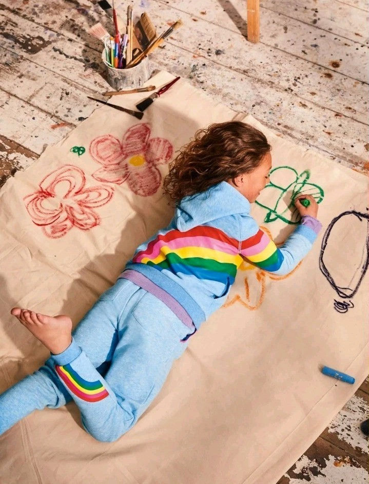 MINI Boden girls Cosy rainbow hoodie light blue brand new G1