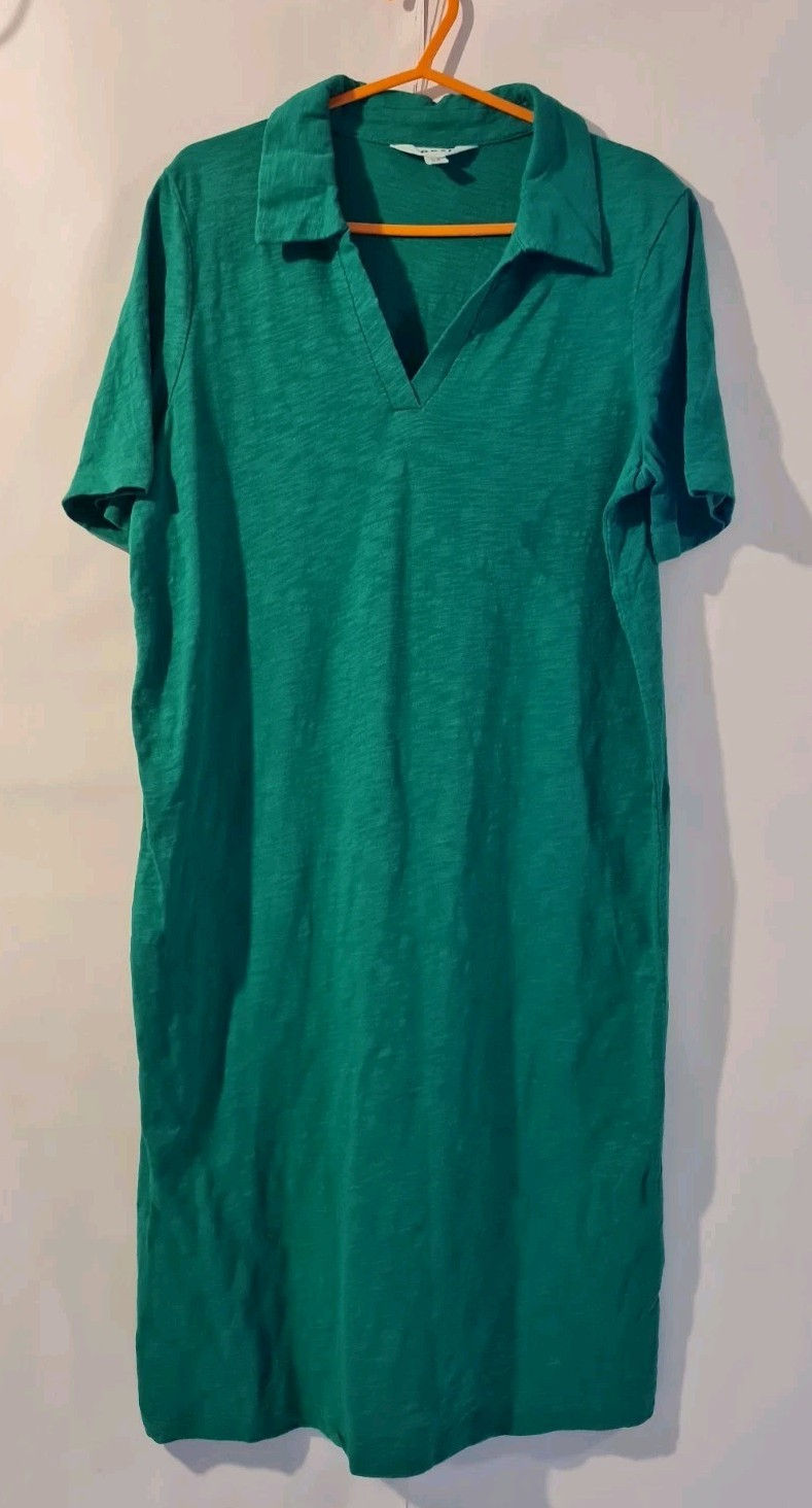 Boden Ingrid Polo Cotton Dress Green D1004 Size UK 12R Brand New A19