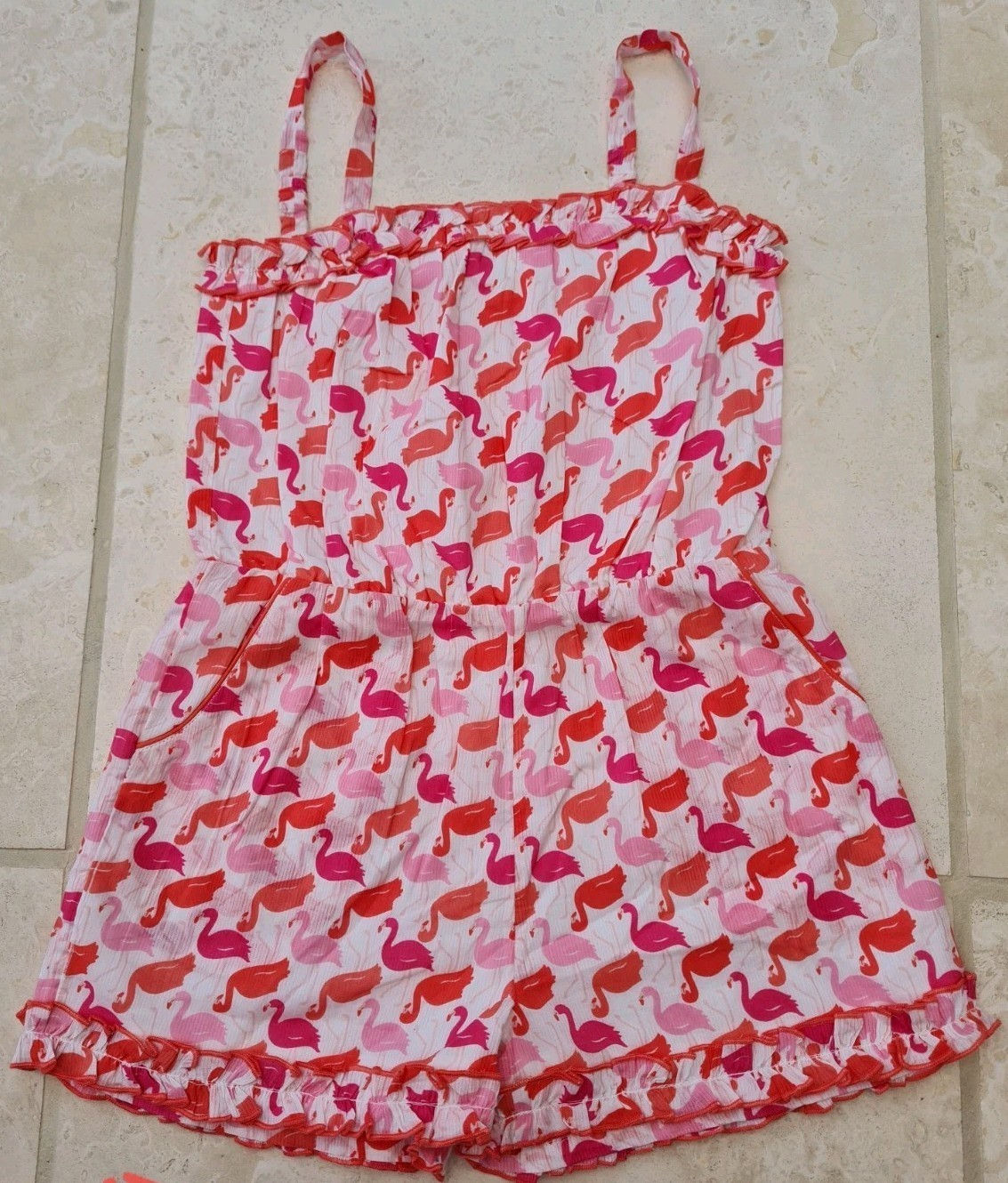 Mini Boden Girls Easy Woven Playsuit Flamingo Age 5-6 Years Brand New SAMPLE G6