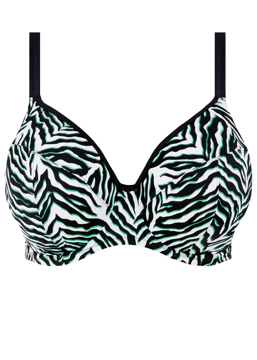 ELOMI Zulu Rhythm Plunge Bikini Top Black SIZE UK 36FF BRAND NEW B5