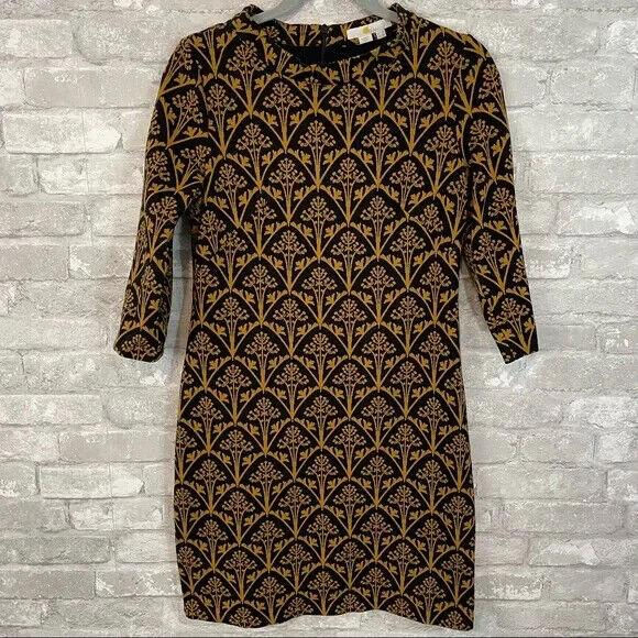 Thumbnail: Boden Victoria Jacquard Knitted Dress Black & Mustard J0508 UK 12R BRAND NEW D36