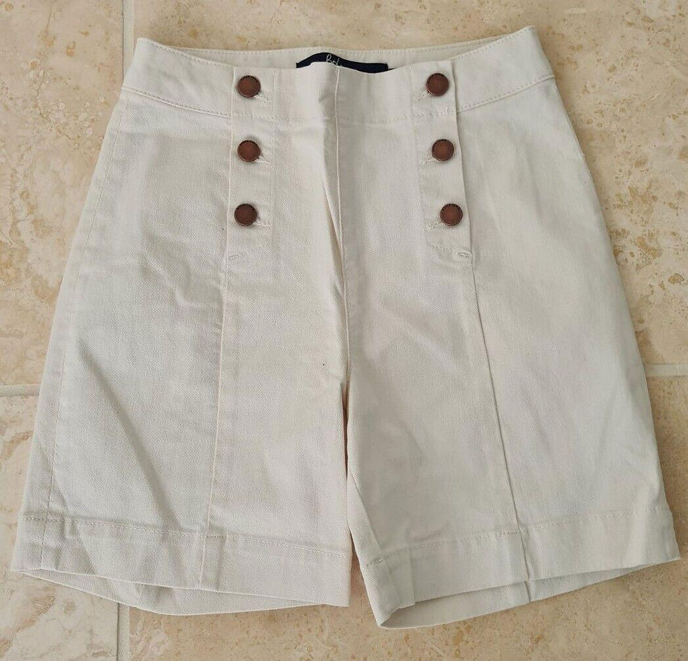 Thumbnail: Boden Ladies Sailor Jeans Shorts Ecru Size UK 22 6" T0485 Brand New