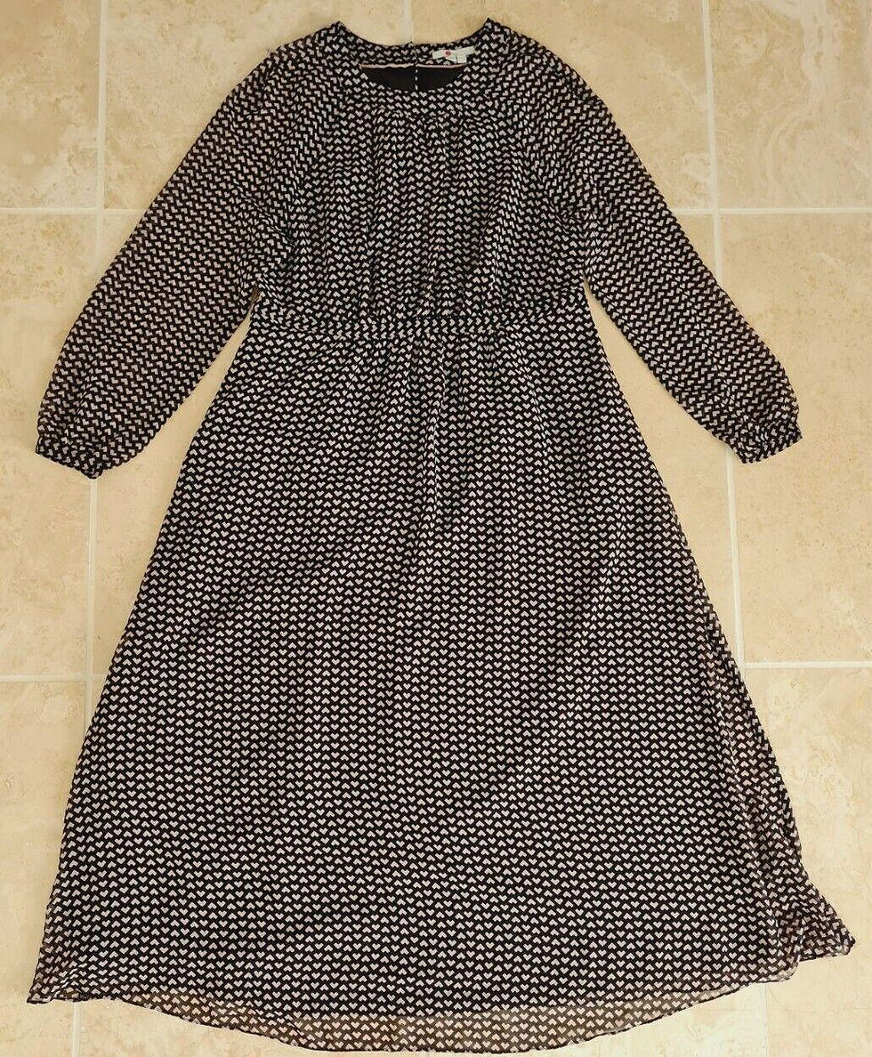 Boden Erica Brown Midi Dress Size Uk 6L W0502 Brand New Sample D22