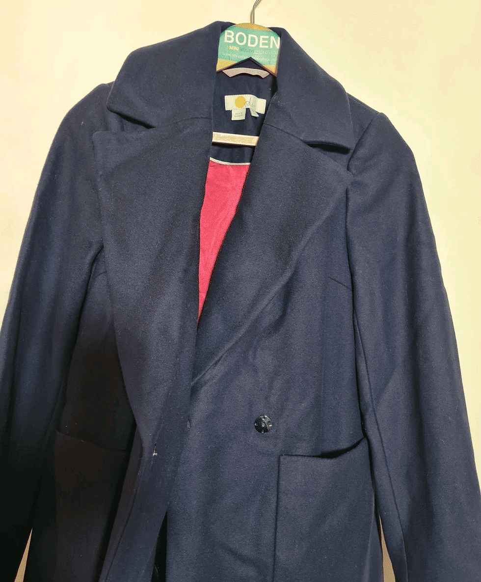Thumbnail: BODEN Navy Collared Wool Midi Coat Size UK 8 Brand New C1
