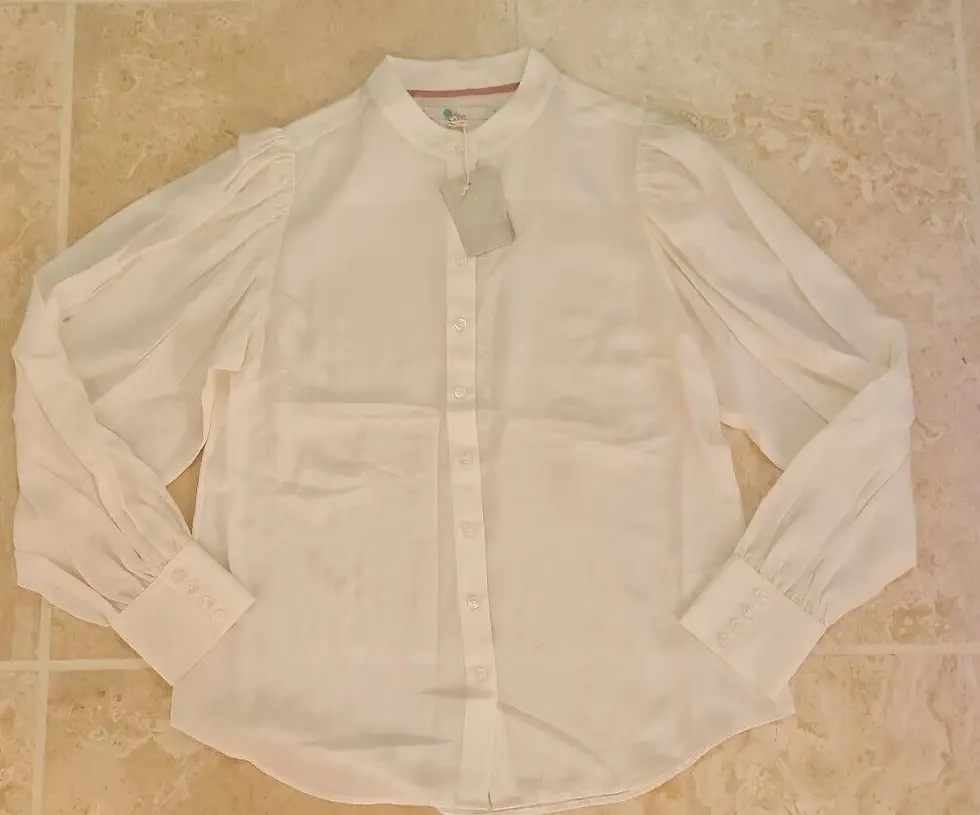 Thumbnail: Boden Blouson Sleeve 100% Silk Blouse Career Top IVORY SIZE UK 8 W0185 BRAND NE