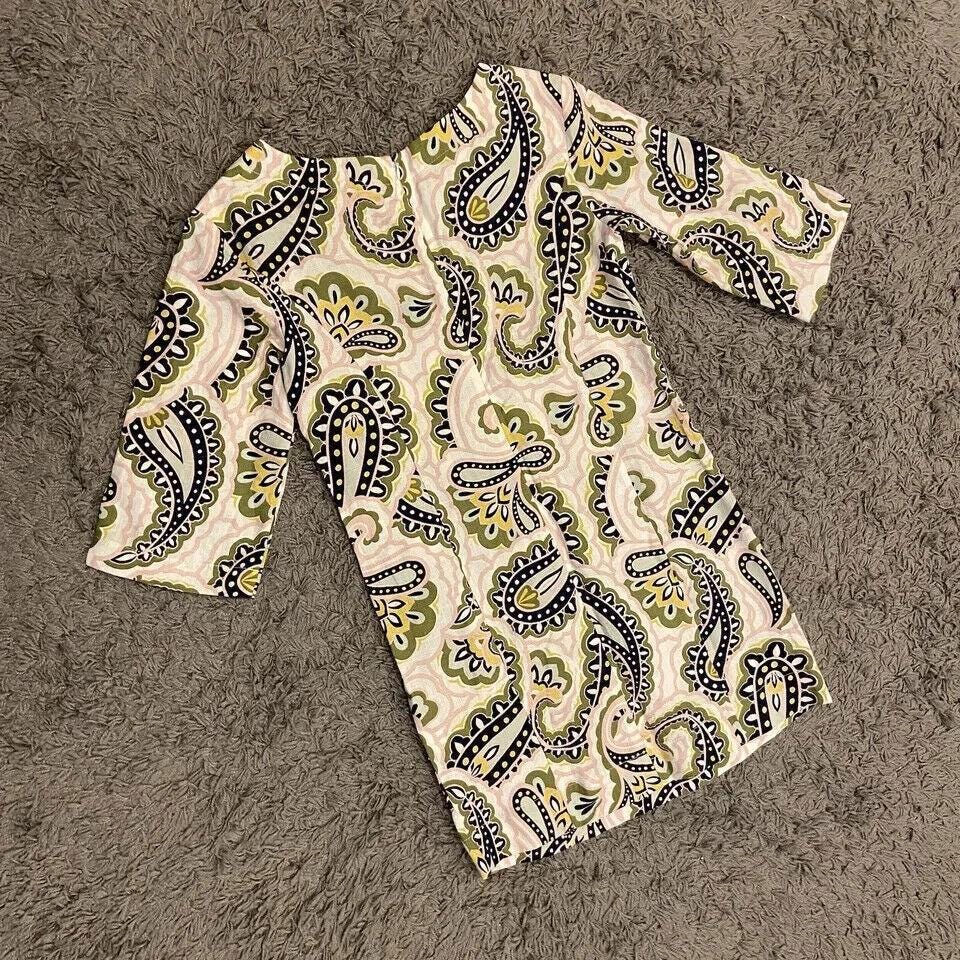 Thumbnail: Boden Laurie Linen Dress Ivory Paisley Size Uk 18R W0708 Brand New D36