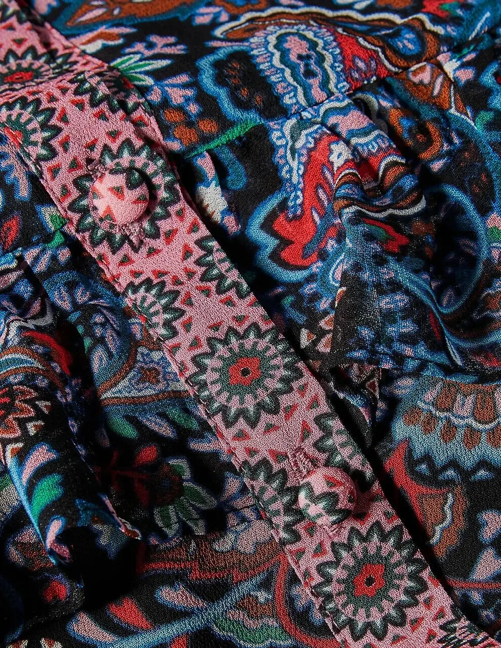 Thumbnail: BODEN Frill Tiered Maxi Dress Black&Red Fantastical UK10 D0045 BRAND NEW NO BEL