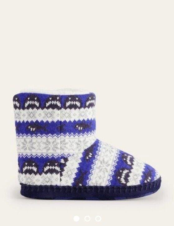 Thumbnail: Mini Boden Faux Fur Lined Wool Mix Slipper Boots Blue Shark 29 Cm  Brand New