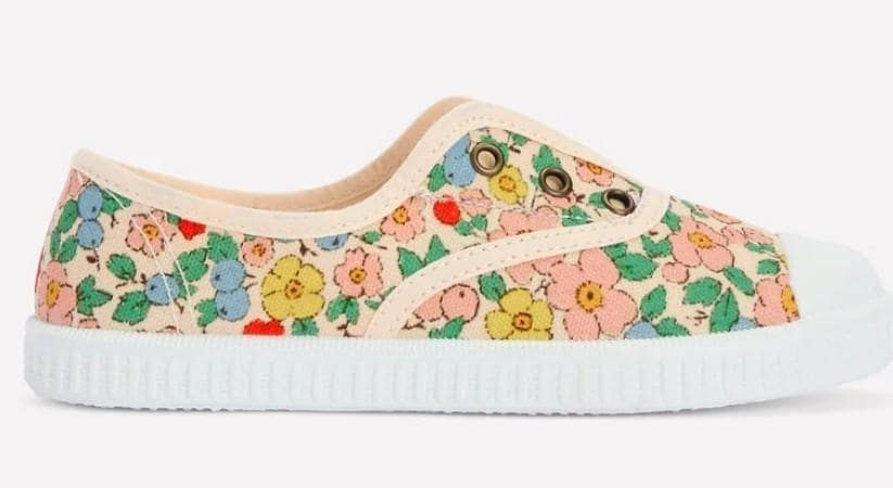 Thumbnail: Mini Boden Girls Laceless Canvas Pull-ons Blue Floral Size 11.5-30 Brand New H5