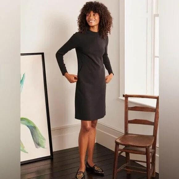 Boden Henrietta High Neck Ottoman Dress Black Size Uk 8L Brand New Sample D34