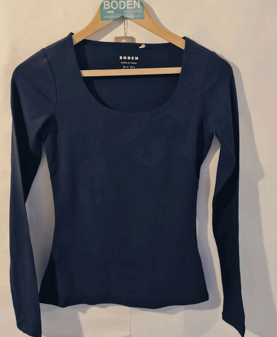 Thumbnail: BODEN Double Layer Long Sleeve Top Black T1517 Size UK 6 Brand New A24