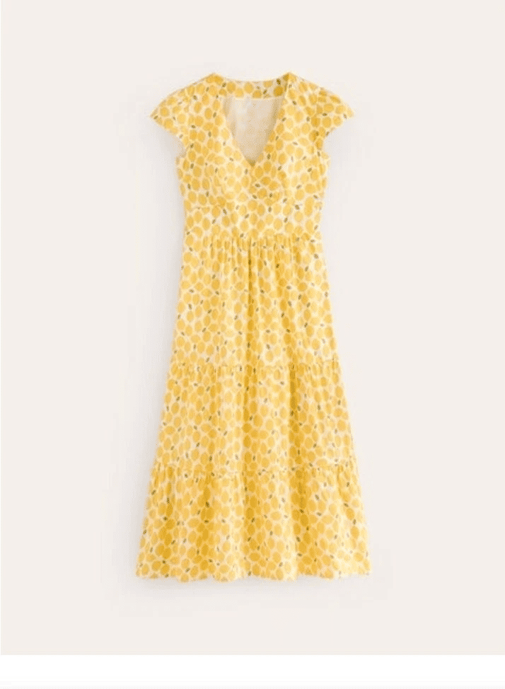 Thumbnail: Boden May Cotton Midi Tea Dress Lemon Printed D0934 Size UK 10L Brand New A18