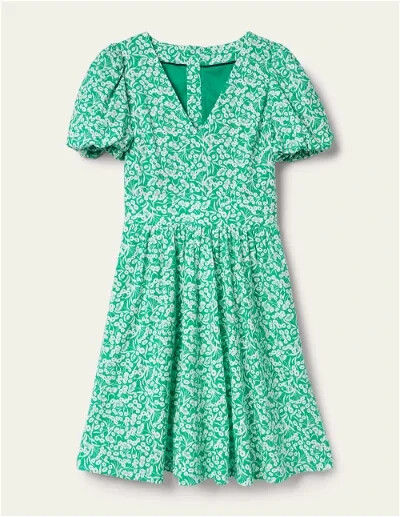 Thumbnail: BODEN Back Detail Jersey Mini Dress GREEN FLORAL D0276 SIZE UK 22L BRAND NEW D21