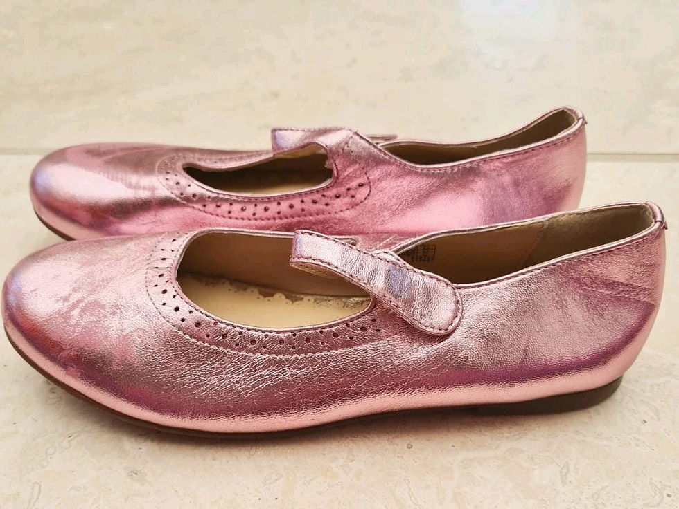 Thumbnail: Mini Boden Girls Leather Mary Janes Metallic Pink Size 336 Preloved H5