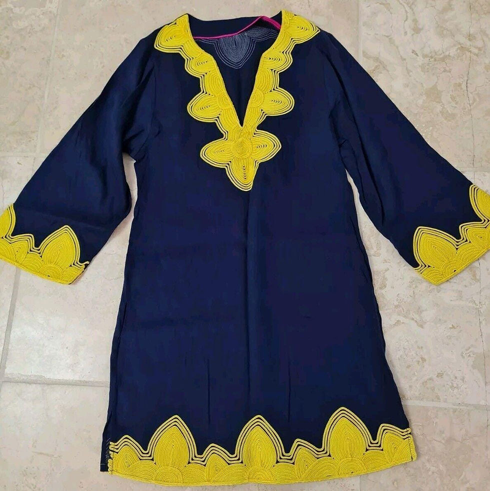 Thumbnail: Boden Bella Embroidered Linen Dress NavyDaffodil Uk 6L Brand New Sample D40