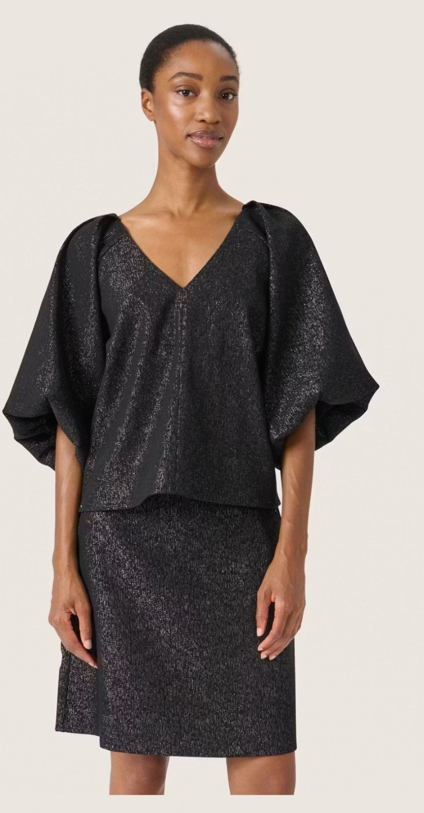 Soaked In Luxury SLCahlina Glitter Blouse Gun Metal Size M Brand New