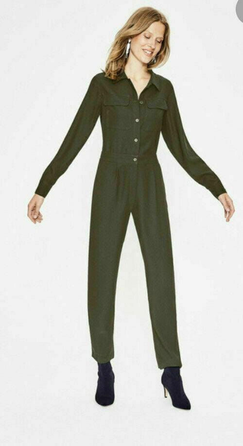 Thumbnail: Boden Zada Straight Leg Smart Evening Occasion Jumpsuit Uk 8R New T0268 Khaki P2