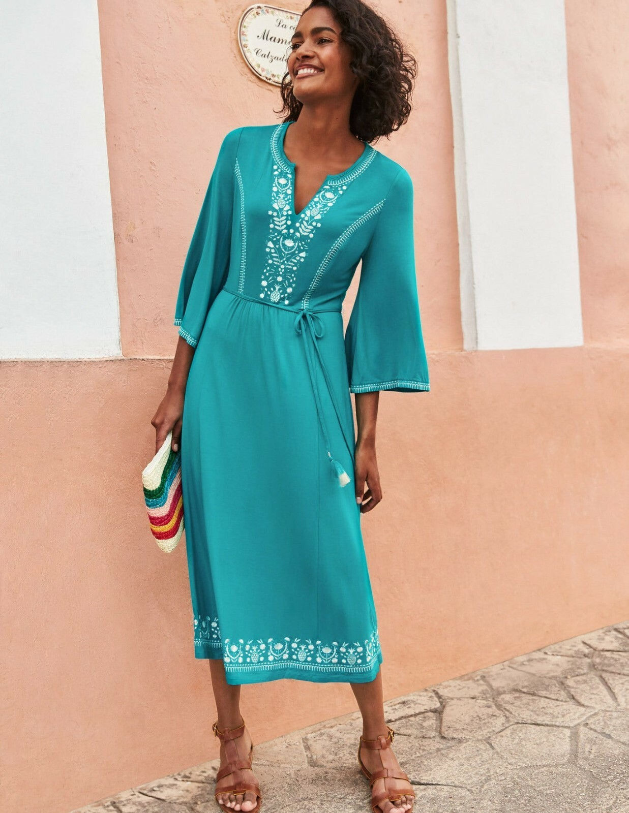 BODEN Remi Embroidered Midi Dress Ultramarine J0447 RRP £90.00 BRAND NEW D9