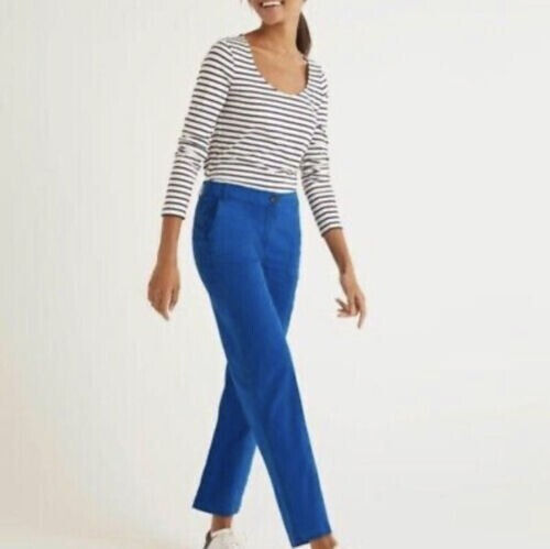 Boden Daisy Cropped Chino Trousers T0495 Bright Blue UK 10R EXCELLENT CONDITION