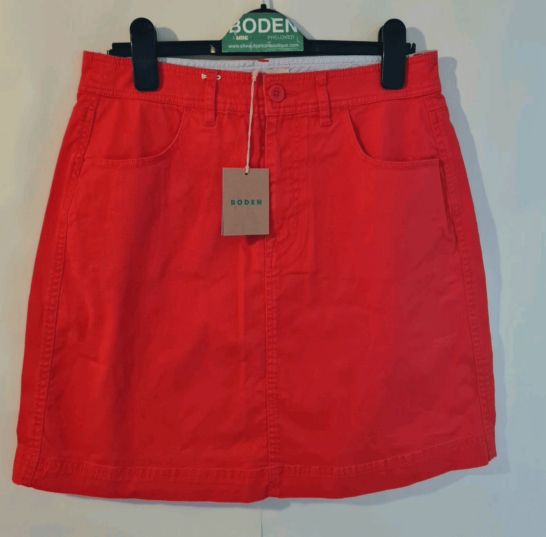 Boden Ladies Nell Chino Skirt Red Size UK 10 R0557 Brand New A17