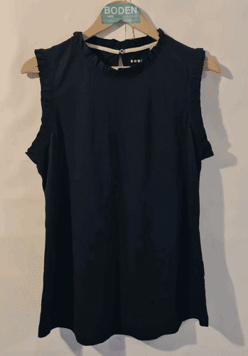 Thumbnail: Boden Ladies Ruffle Trim Top Black Size UK 12 Brand New T1602 A24