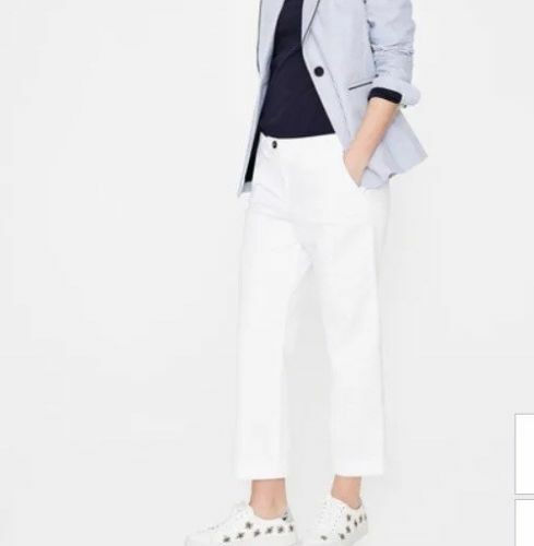 BODEN Rachel Wide Crop Chino Trousers WHITE T0125 SIZE UK 8R BRAND NEW RRP £50