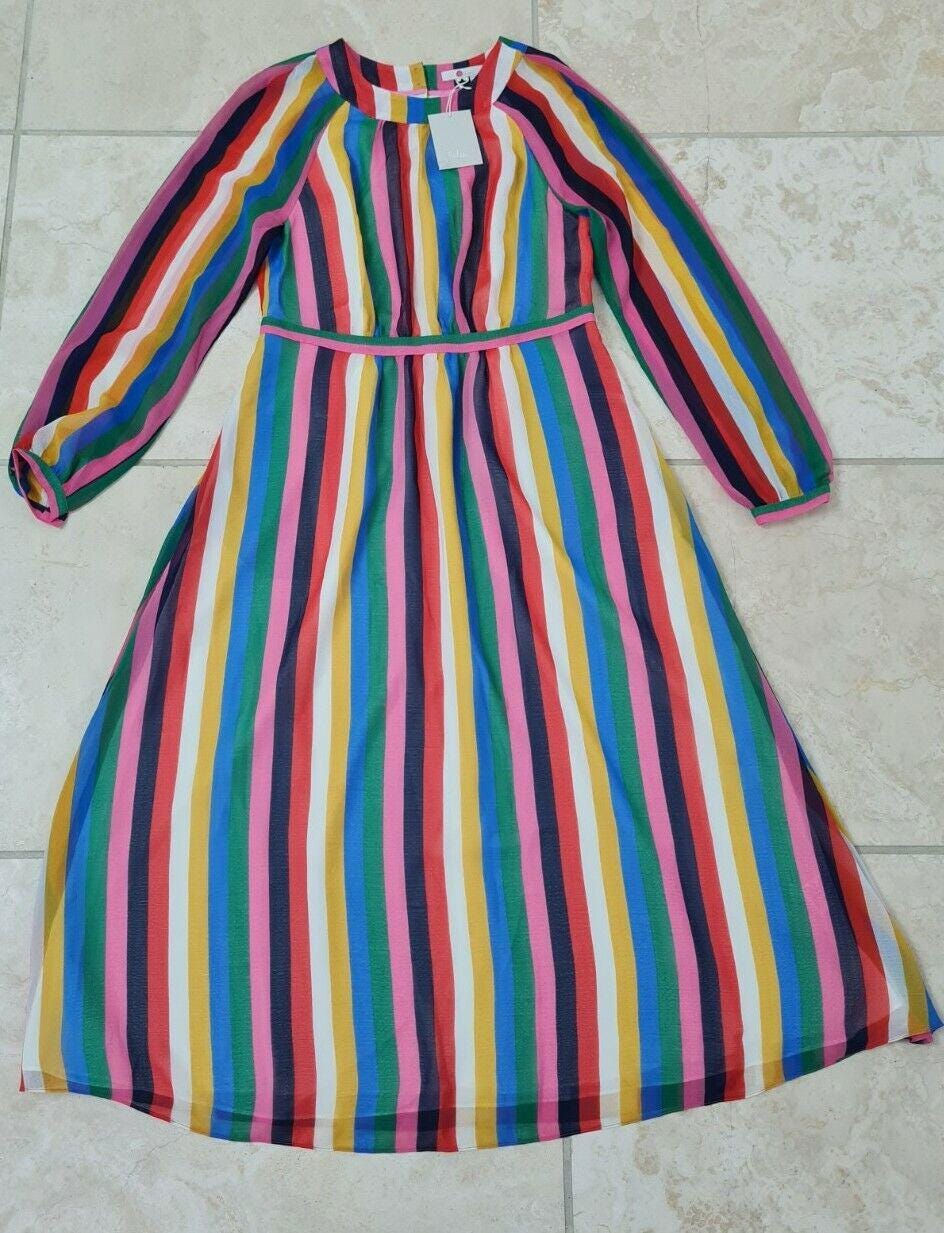 Thumbnail: Boden Erica Rainbow Midi Dress Size Uk 8L Brand New W0502 Sample D22