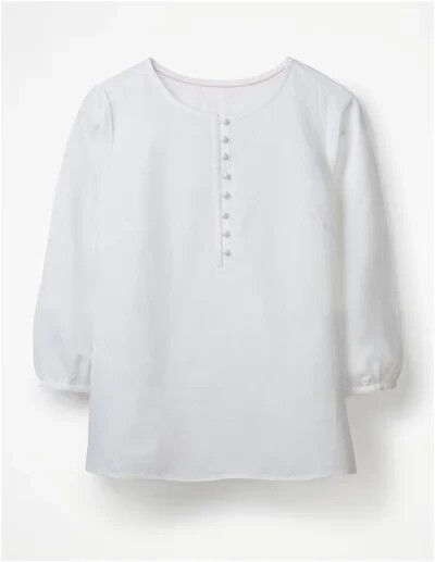 BODEN NATALIA LINEN TOP BLOUSE WHITE SIZE UK 8 W0276 BRAND NEW T1