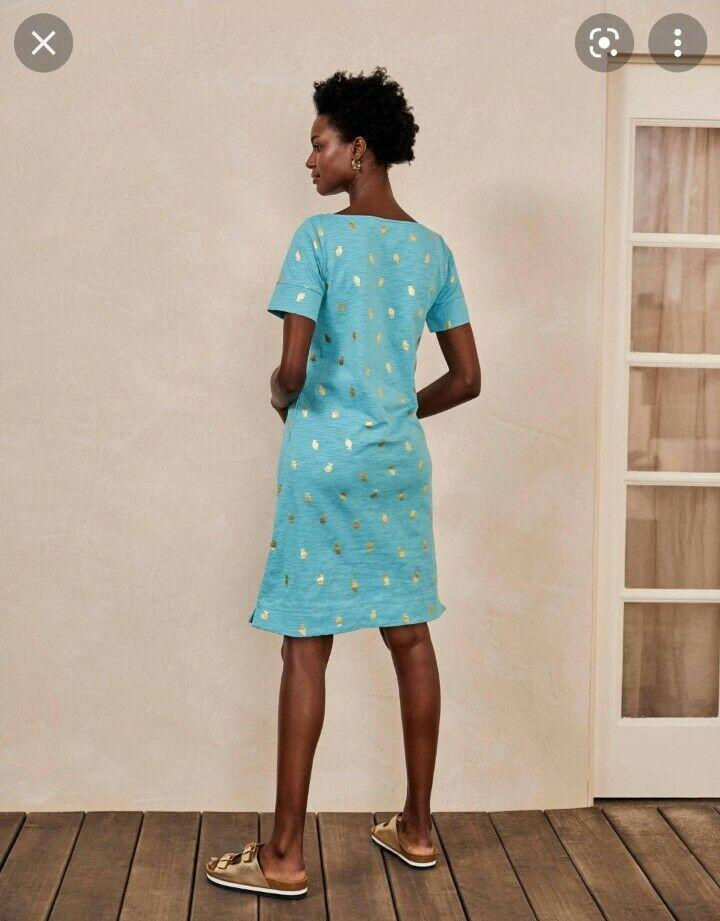 Thumbnail: Boden Darcey Jersey Tunic Dress Aqua Citrus Foil Uk 10R Brand New J0805 D22