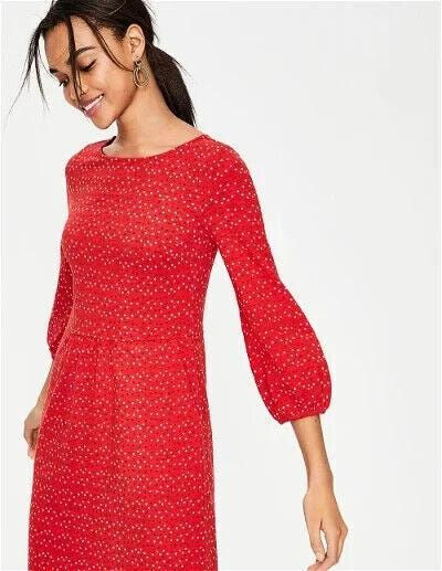 Thumbnail: Boden Odelia Jersey Dress Red J0251 Size Uk 6L Brand New Sample D34