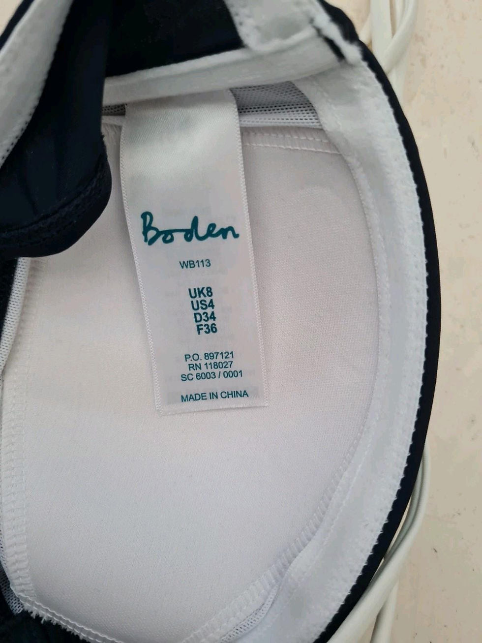 Thumbnail: Boden Ladies U Bar Bikini Top Black Size UK 8 Brand New B2