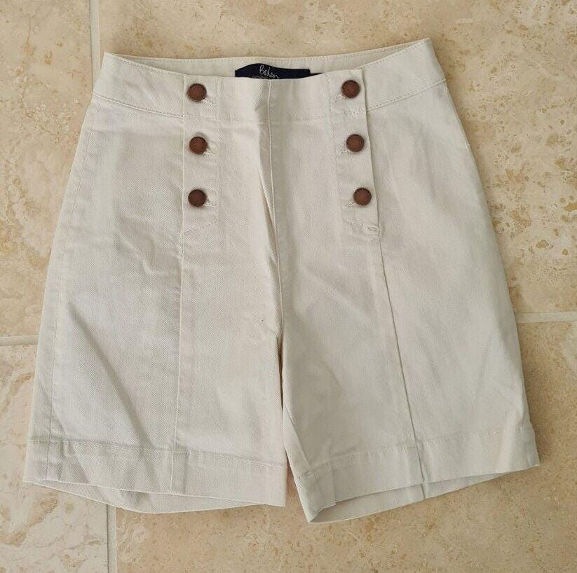 Thumbnail: Boden Ladies Sailor Jeans Shorts Ecru Size UK 22 6" T0485 Brand New
