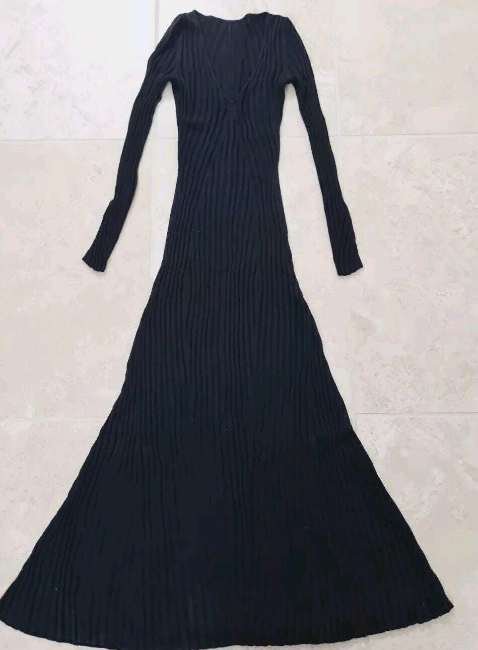 Thumbnail: Boden Maxi Knitted Dress Stretch Long Sleeve Black Uk 6R Brand New Sample D15