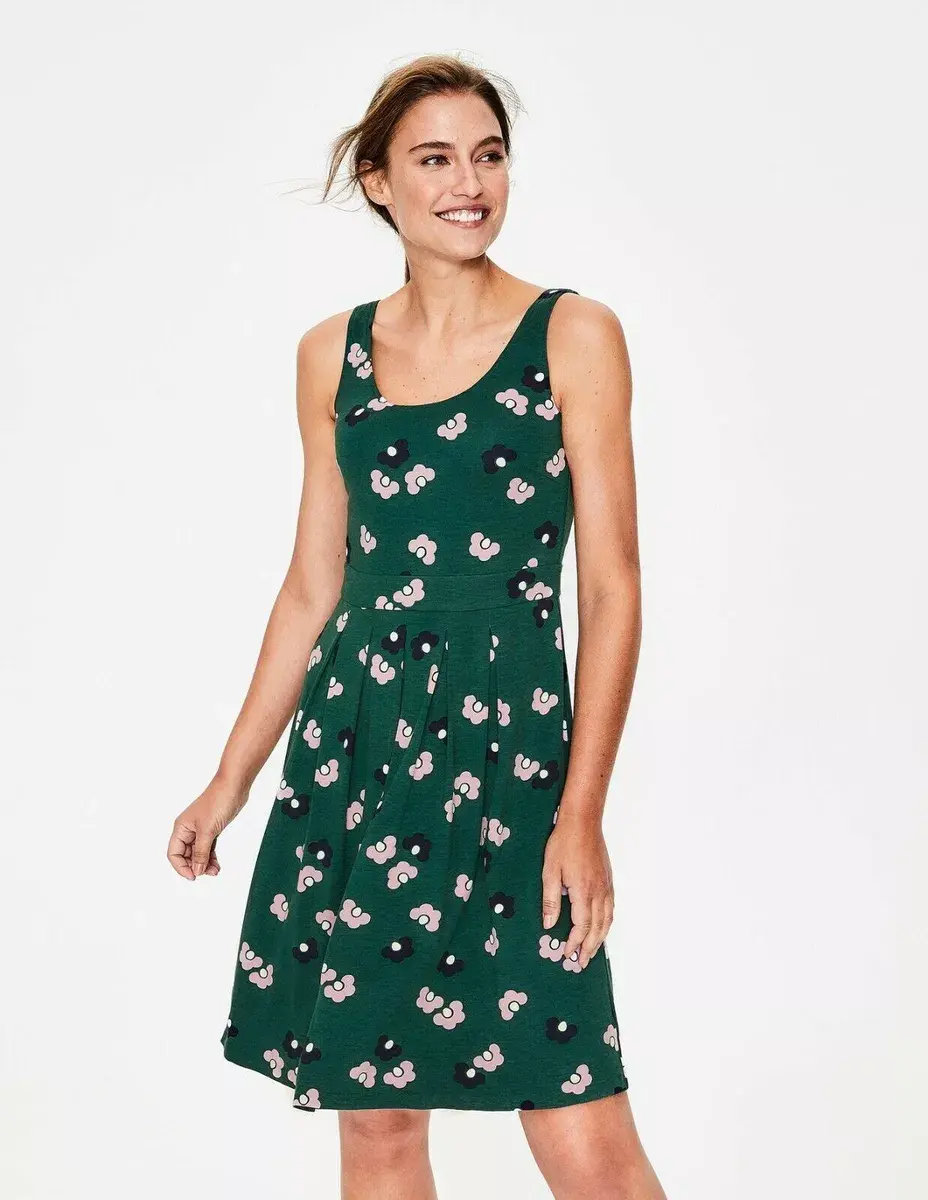 BODEN Joanna Ponte Dress Woodland Green Daisy Cloud J0443 RRP £75 UK 14R D2