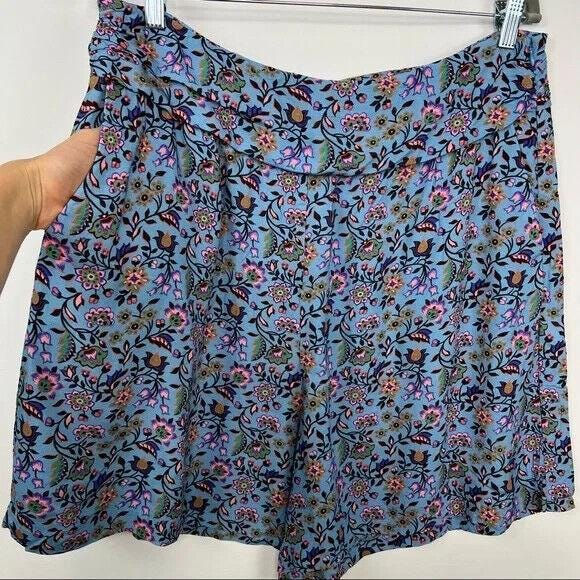 Thumbnail: Boden Blue Ruched Waistband Shorts Dusty Oriental Meadow UK 10 PRELOVED R0124