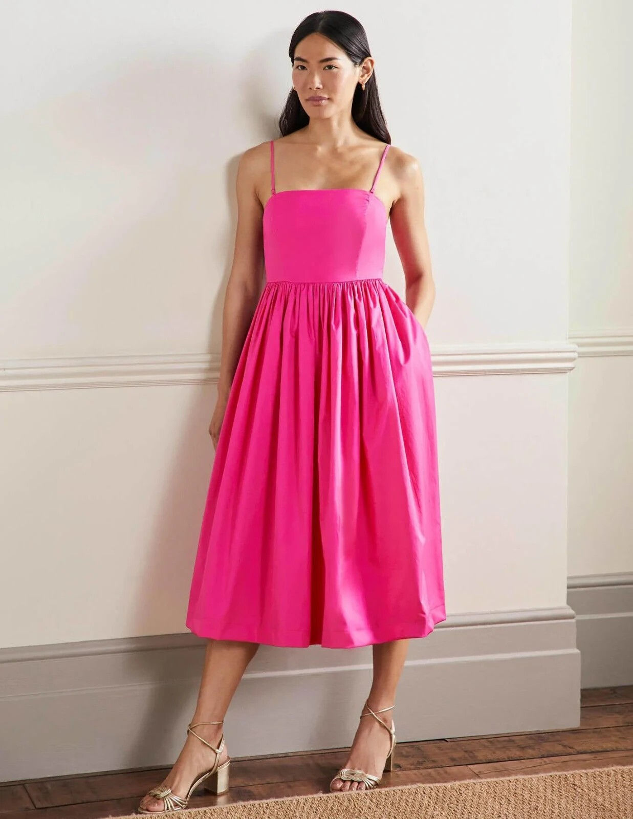 BODEN Emily Strapless Midi Dress PINK RRP £120 SIZE UK 14 BRAND NEW D0228 A13