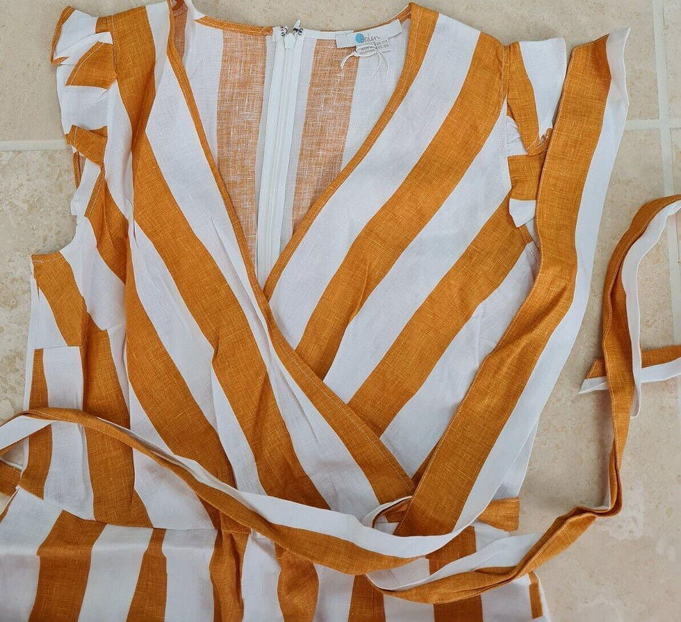 Thumbnail: Boden Mila Jumpsuit Linen YellowIvory Size Uk 10P Brand New T0339 P3