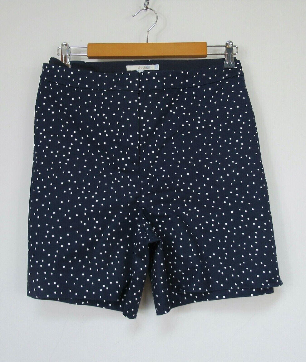 Thumbnail: Boden Gorgeous Richmond Navy Spot Print Shorts Size Uk 22 4" Wj044 Brand New