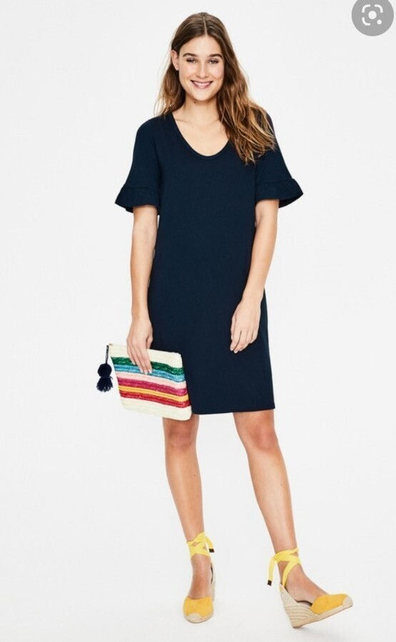 Boden IMOGEN Jersey Dress NAVY Size UK 12R BRAND NEW J0416 D22