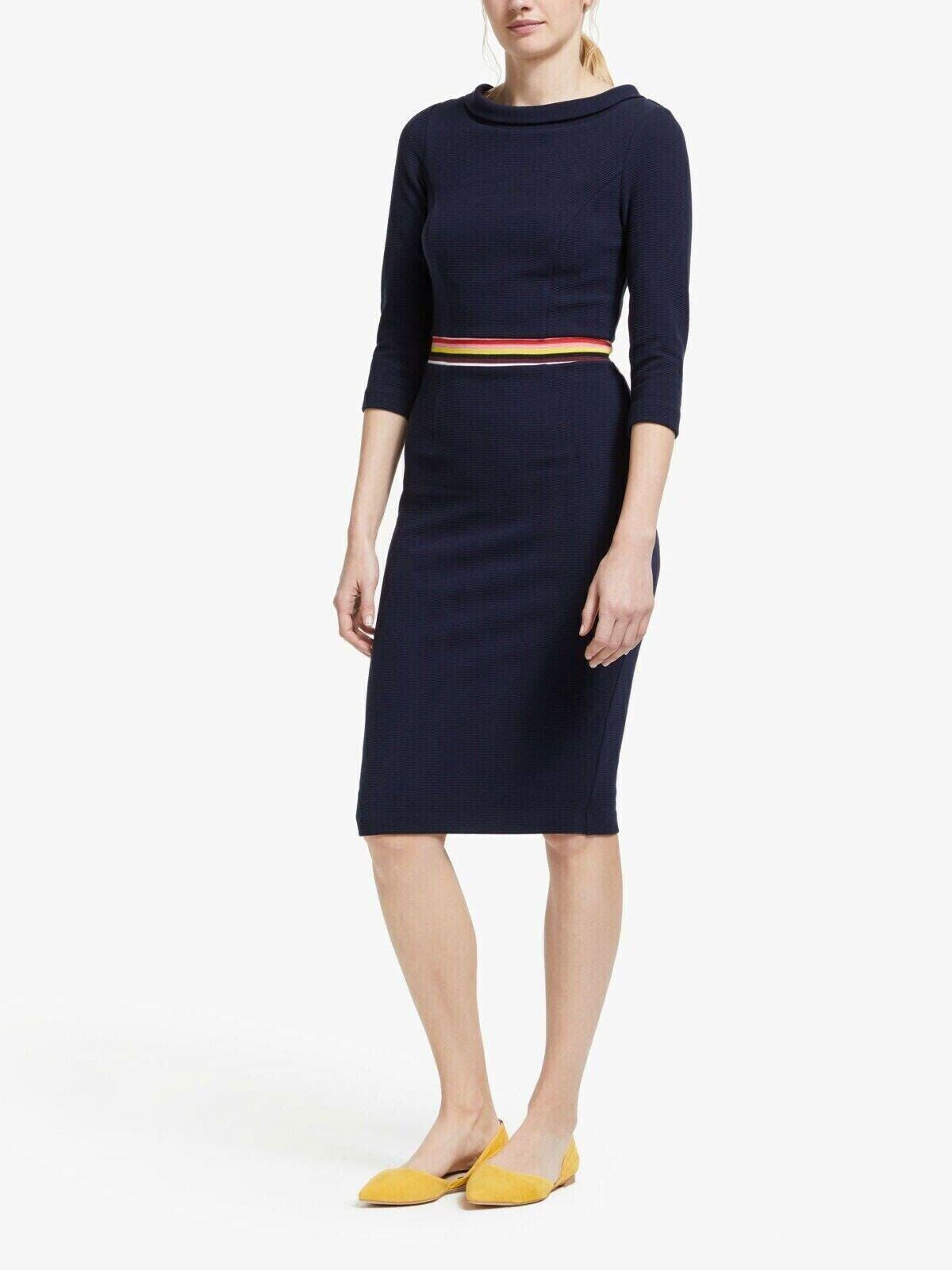 Boden Daisy Ottoman Midi Dress Navy Size Uk 12L J0375 Brand New D24