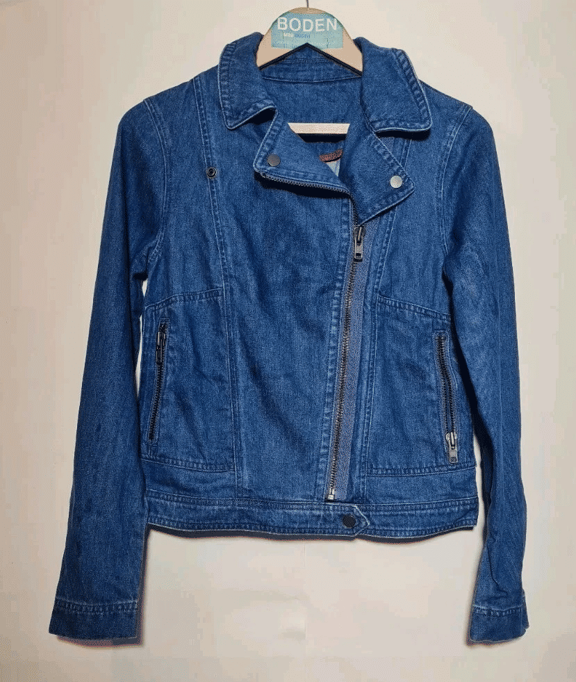 Thumbnail: BODEN WREN BIKER JACKET Vintage Denim UK 8R RRP £120 PERFECT CONDITION T0310 C1