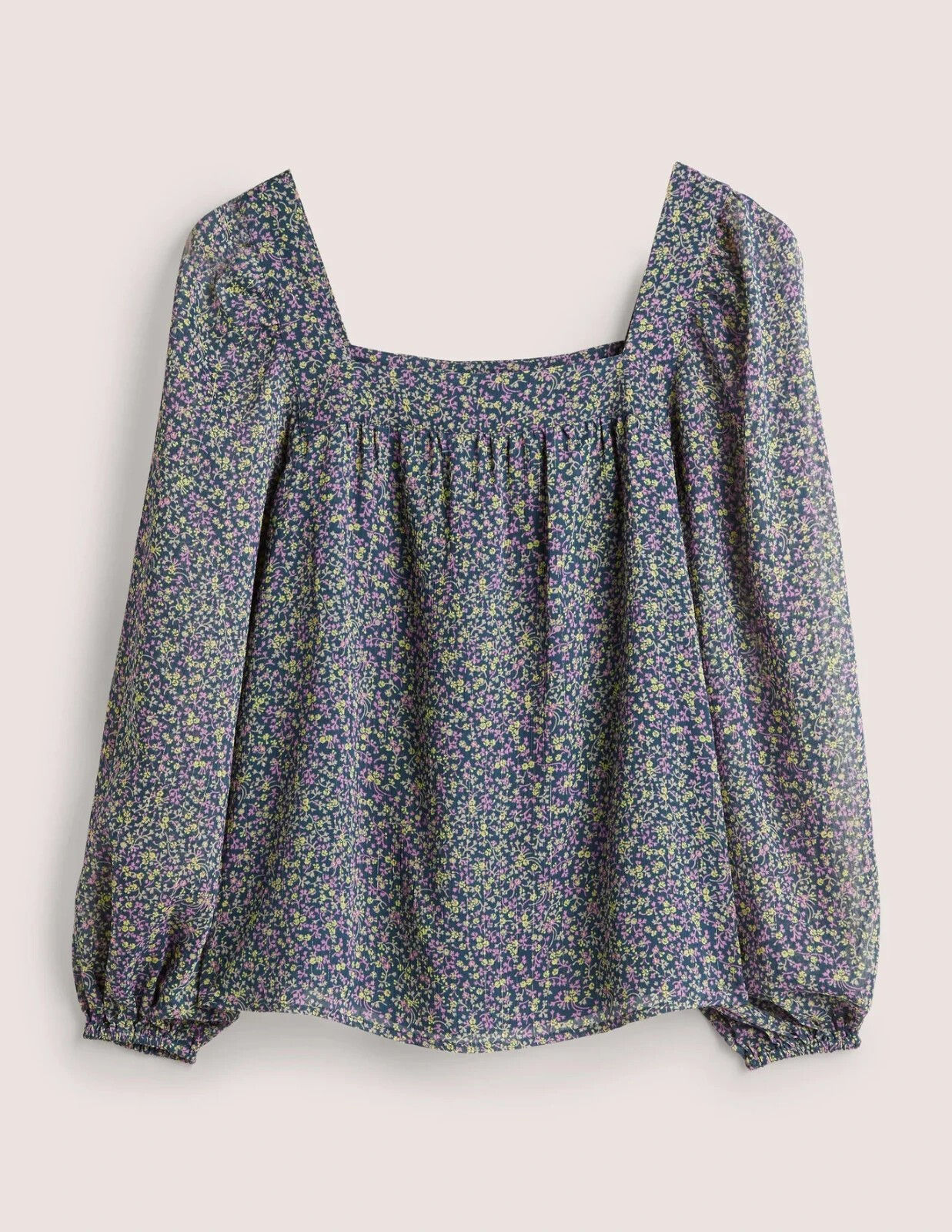 BODEN Printed top with square collar Seaweed Wild Vine pattern UK8 T1097 NEW SW2