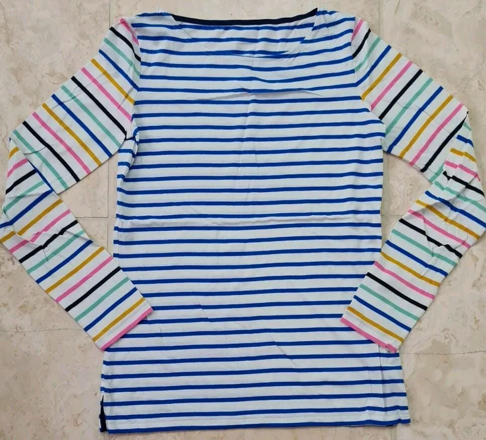 Boden Ladies Long Sleeve Breton Top Multi Stripe Size Uk 6 Brand New Sample T26